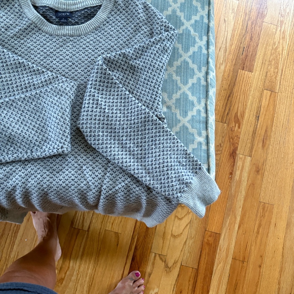 J. Crew Men's Heather Gray Textured Crewneck Sweater